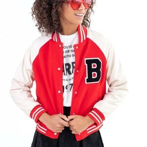 Love Tree Red B Letterman Varsity Jacket Women’s Small Preppy Y2K Style
